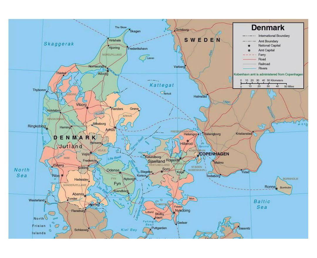Mapa danska - Detaljne mapu danska (Sjevernoj Evropi - Evropi)