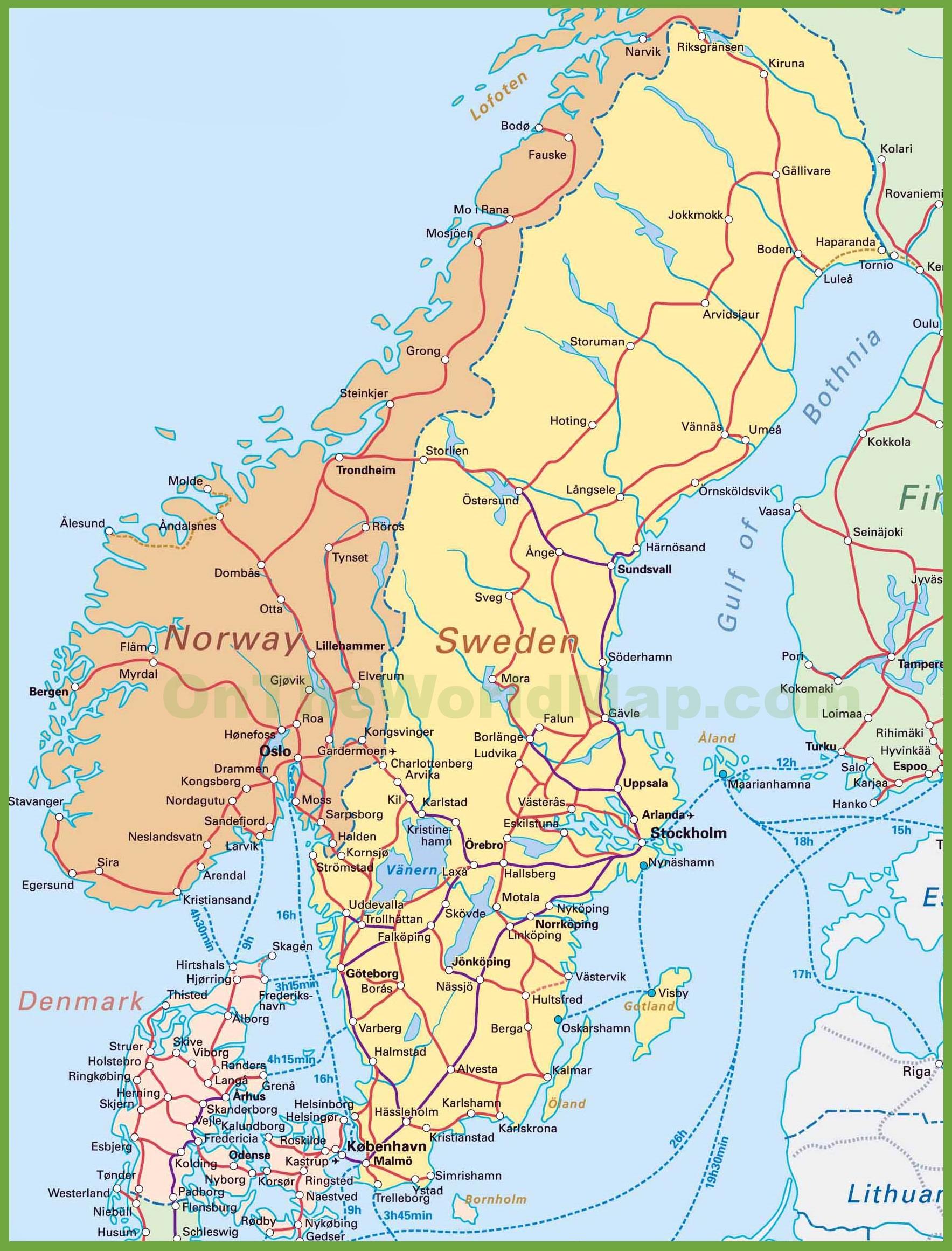 Norveške danska mapu - Mapa danskoj i norveške (Sjevernoj Evropi - Evropi)