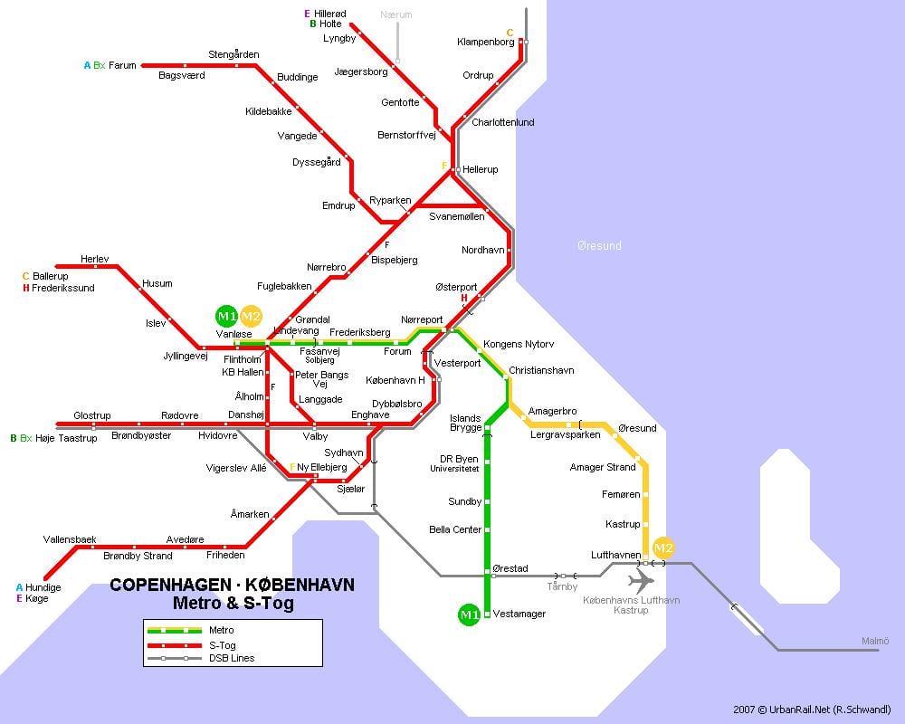 Mapa danska metro 
