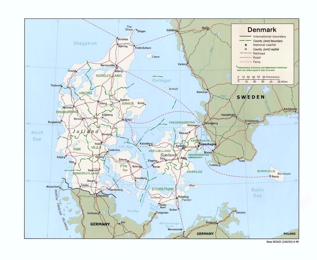 Mapa danska okean odmoru park 