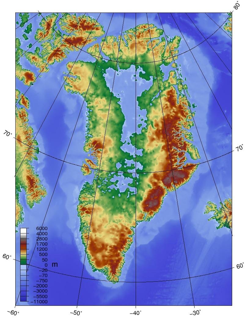 Mapa danska topografske