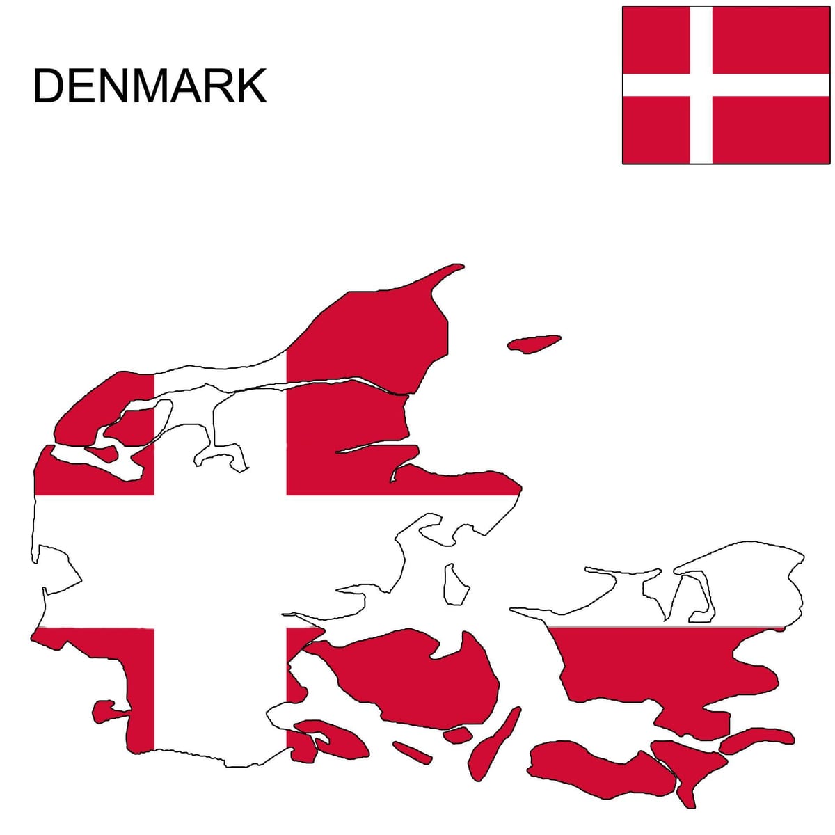 Mapa na danskom zastavom 