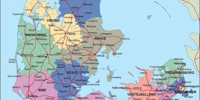 Mapa danska politički 