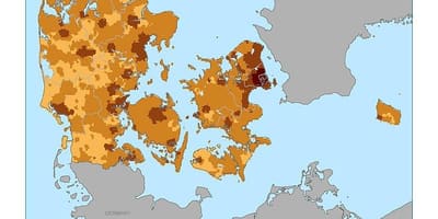 Danska karta gustoće naseljenosti